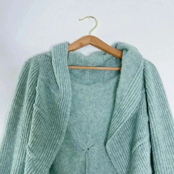 Anthropologie Dikton's Wool Light Blue Swirl Knit Cardigan Women's Size M - Picture 2 of 8